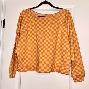 GAP Women’s Cropped Slouchy Checkered Sweatshirt  Size M